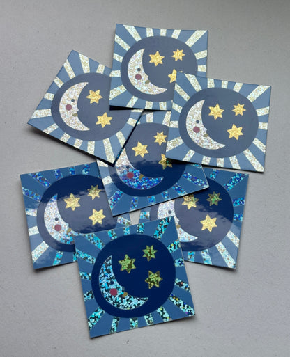 SECONDS Moon and Stars Holographic Sticker