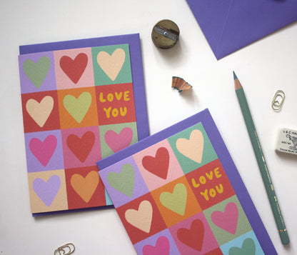 Love You Hearts Greetings Card