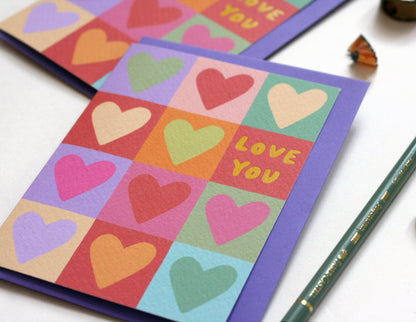 Love You Hearts Greetings Card