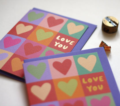 Love You Hearts Greetings Card