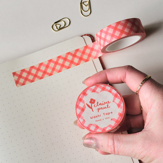 Red Gingham Washi Tape