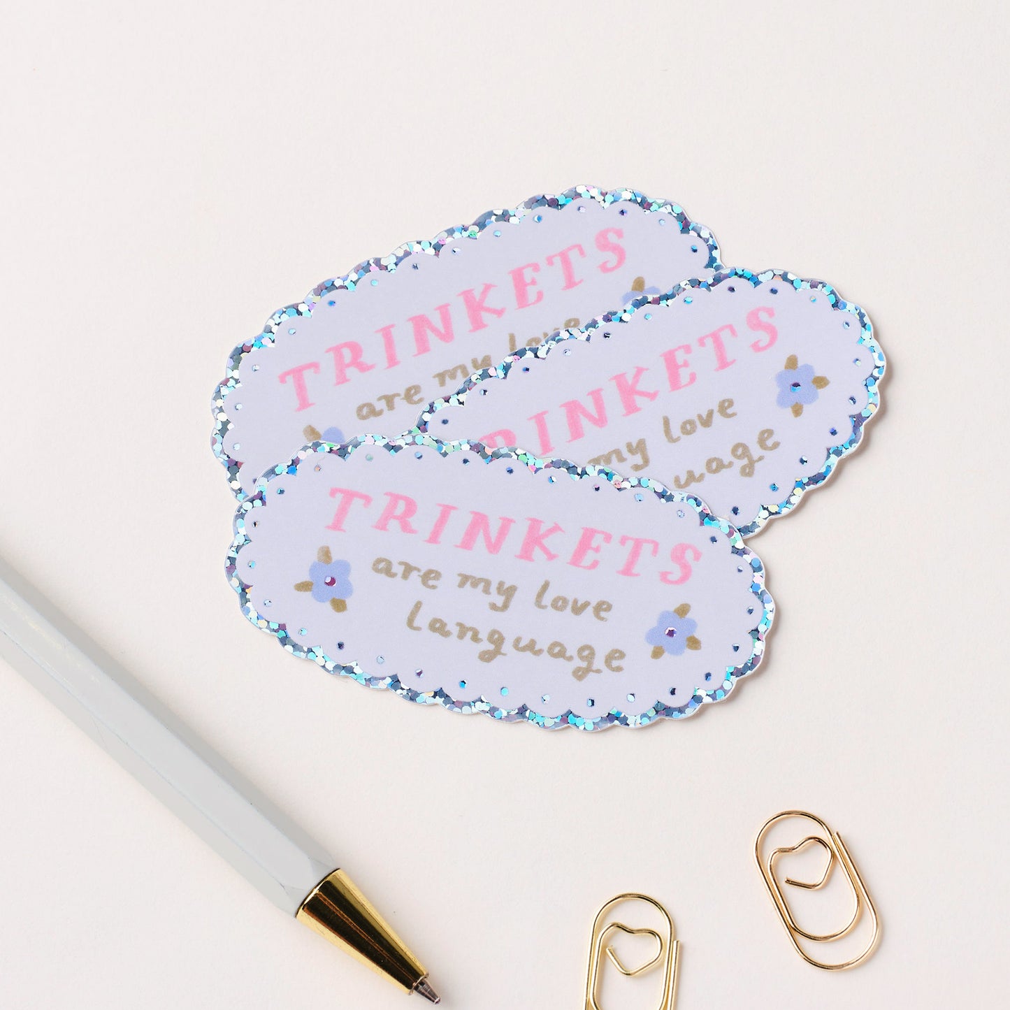 Trinkets Are My Love Language Holographic Sticker