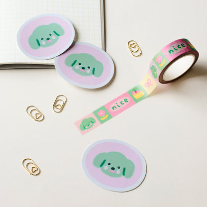 Green Dog Holographic Sticker