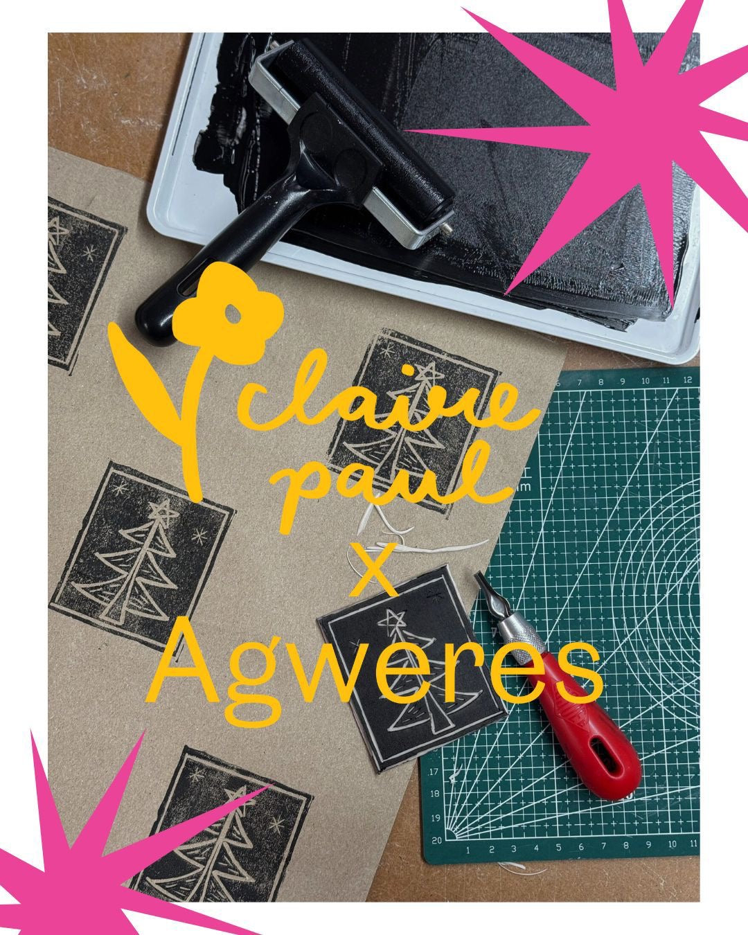 Festive Lino Printing at Agweres: Wrapping Paper & Gift Tags Workshop
