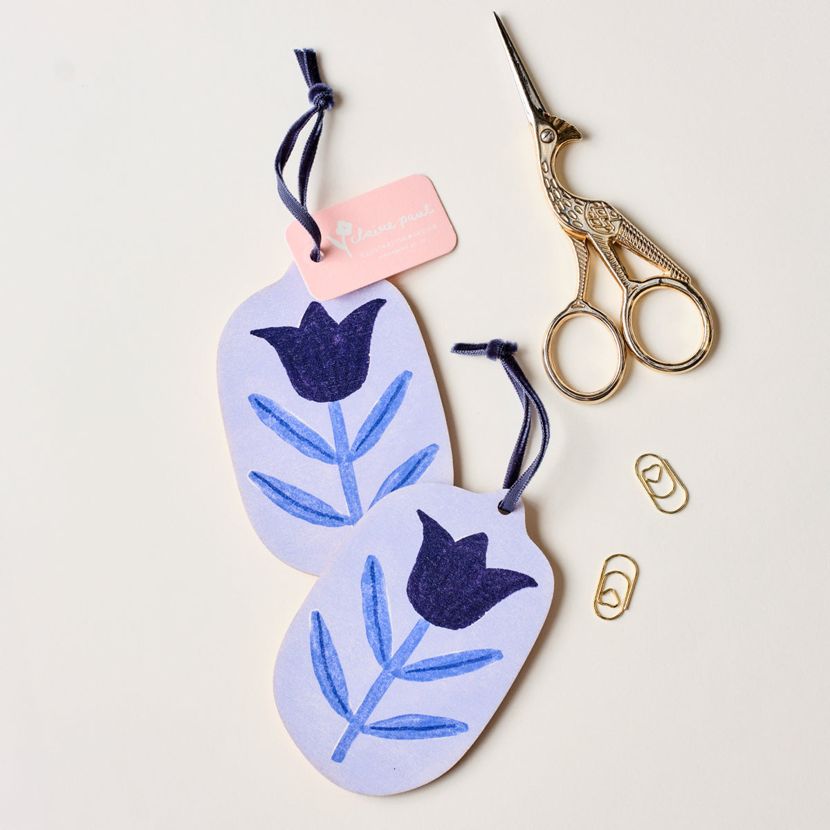 Floral Blue Wooden Hanging Decoration 2