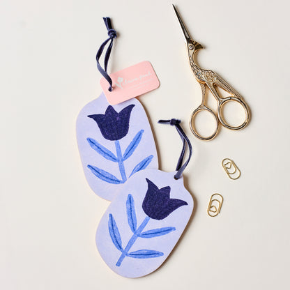 Floral Blue Wooden Hanging Decoration 2
