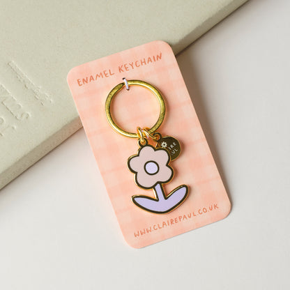 Purple Flower Keyring Charm
