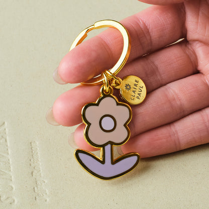 Purple Flower Keyring Charm