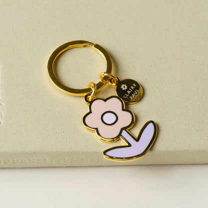 Purple Flower Keyring Charm