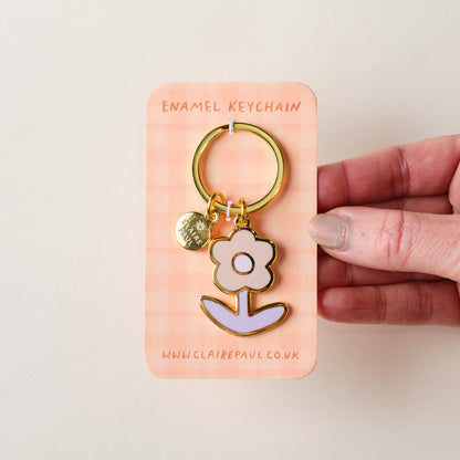 Purple Flower Keyring Charm