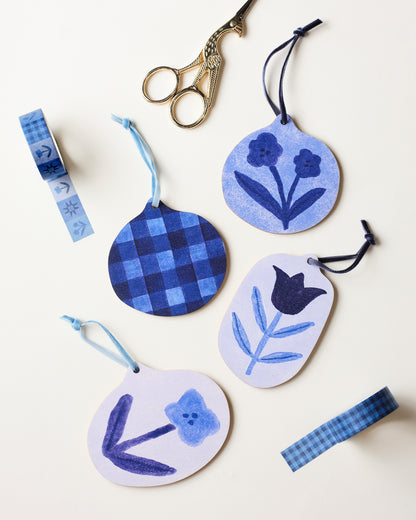 Floral Blue Wooden Hanging Decoration 2