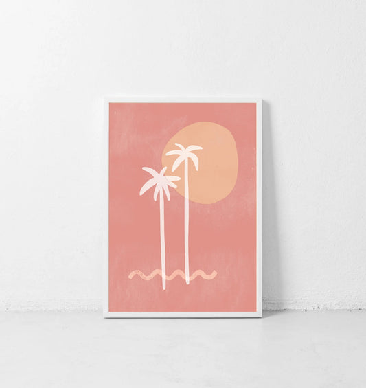 SALE A3 Pink Palm Tree Wall Art Print