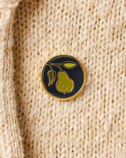 Pear Folk Art Enamel Pin