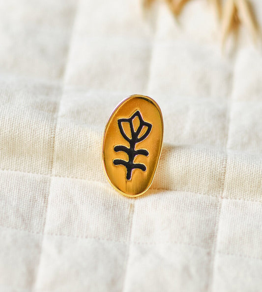 Folk Art Flower Enamel Pin Badge