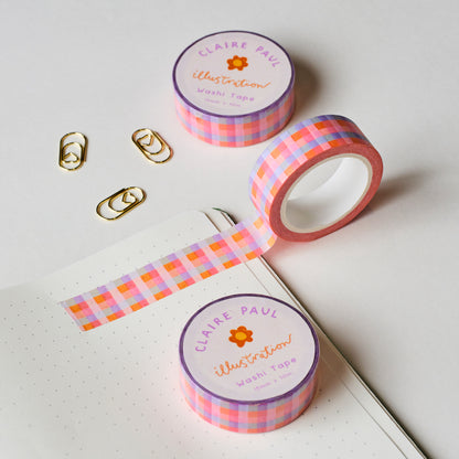 Pink Gingham Washi Tape