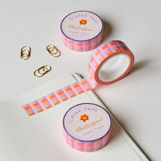 Pink Gingham Washi Tape