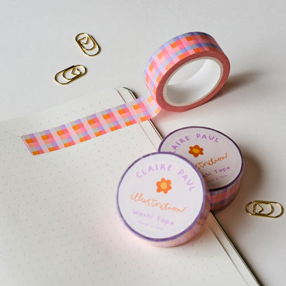 Pink Gingham Washi Tape