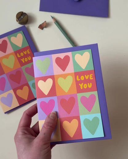 Love You Hearts Greetings Card