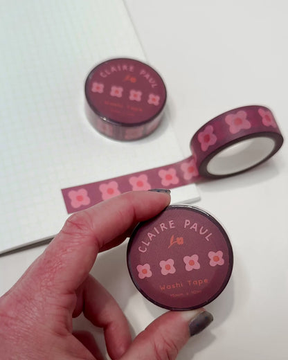 Pink Block Flower Washi Tape