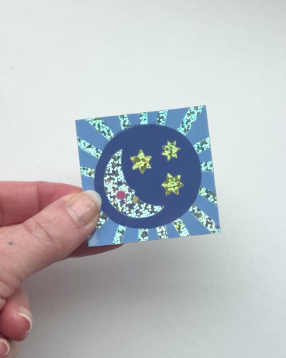SECONDS Moon and Stars Holographic Sticker