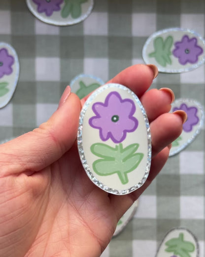 Purple Flower Holographic Sticker
