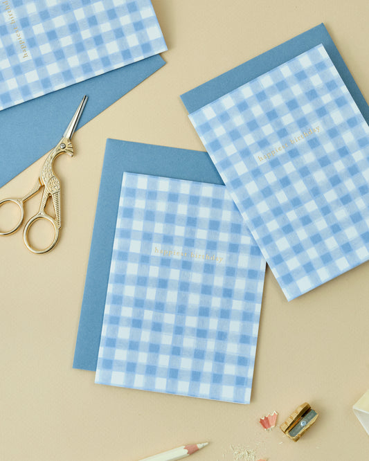 Happiest Birthday Gold Foiled Gingham Greetings Card