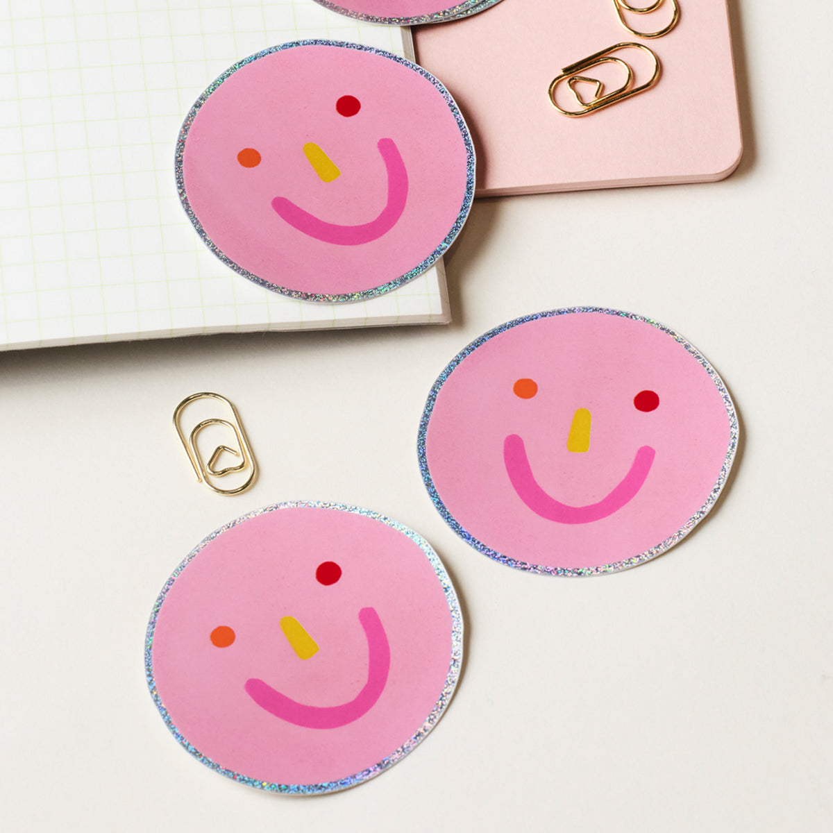 Smiley Face Holographic Sticker