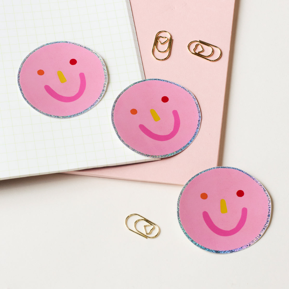 Smiley Face Holographic Sticker