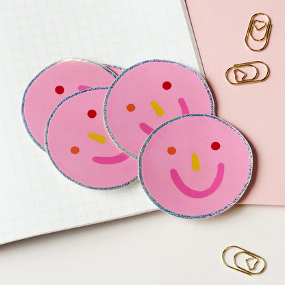 Smiley Face Holographic Sticker