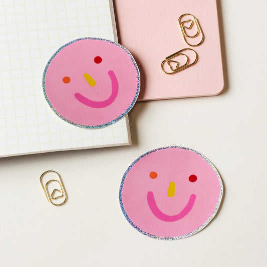 Smiley Face Holographic Sticker