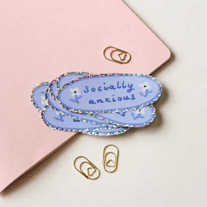 Socially Anxious Holographic Sticker