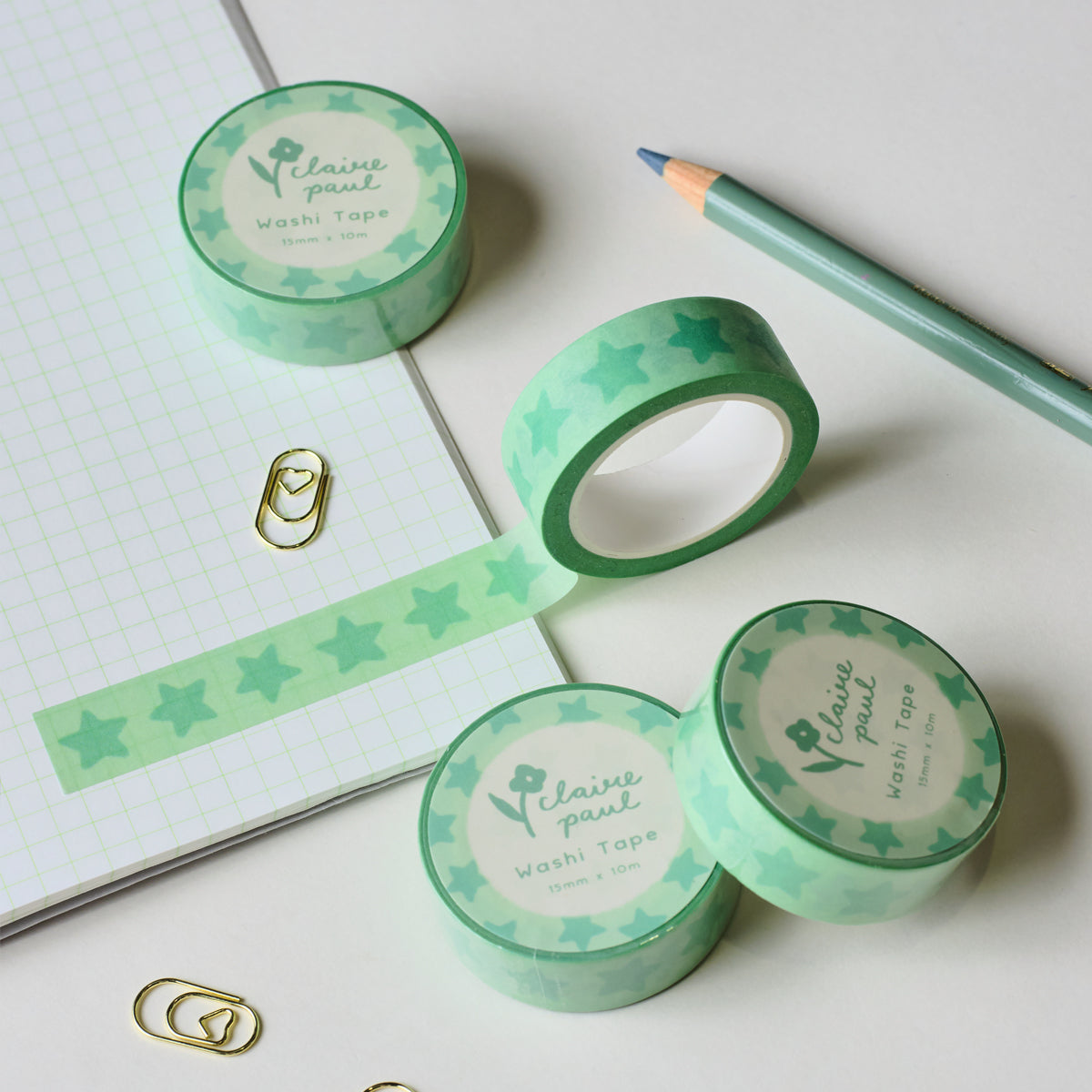 Green Stars Washi Tape